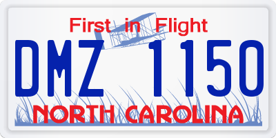 NC license plate DMZ1150