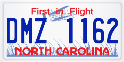NC license plate DMZ1162