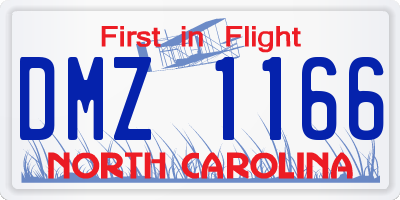 NC license plate DMZ1166