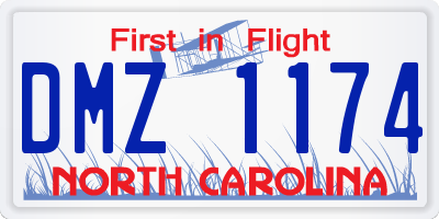 NC license plate DMZ1174