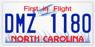 NC license plate DMZ1180