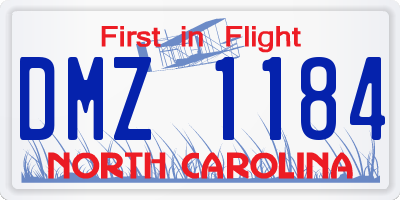 NC license plate DMZ1184