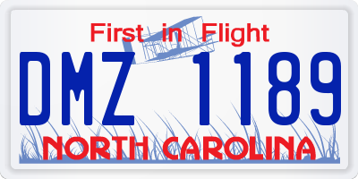 NC license plate DMZ1189