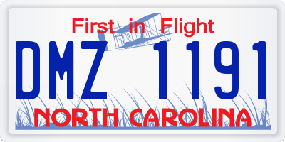 NC license plate DMZ1191