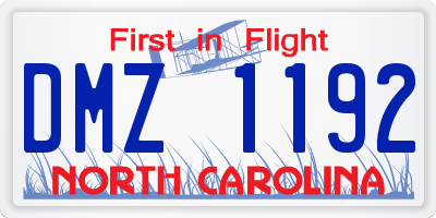 NC license plate DMZ1192