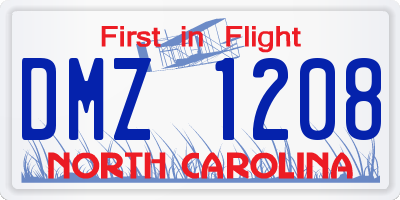 NC license plate DMZ1208
