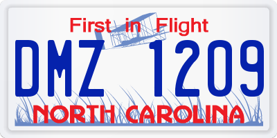 NC license plate DMZ1209