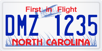 NC license plate DMZ1235