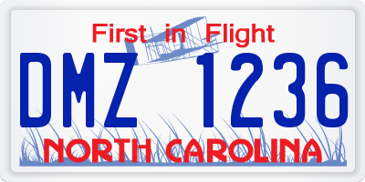 NC license plate DMZ1236