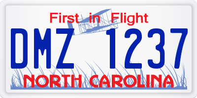 NC license plate DMZ1237