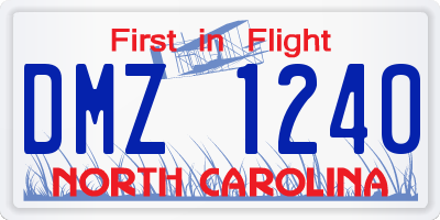 NC license plate DMZ1240