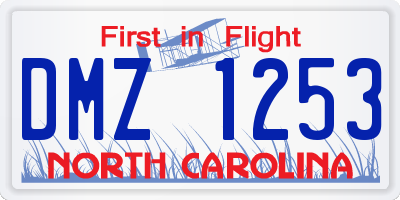 NC license plate DMZ1253