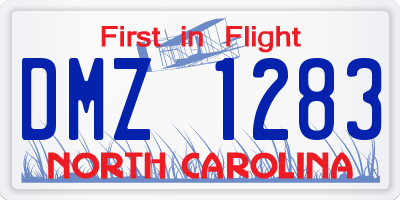 NC license plate DMZ1283