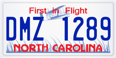 NC license plate DMZ1289