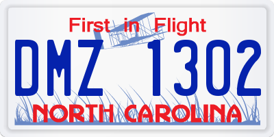 NC license plate DMZ1302