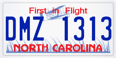 NC license plate DMZ1313