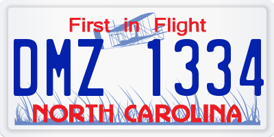 NC license plate DMZ1334