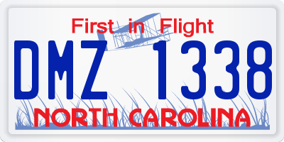 NC license plate DMZ1338