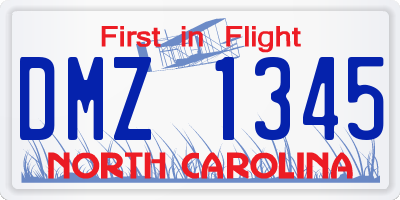 NC license plate DMZ1345