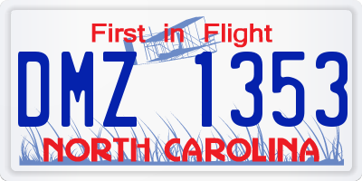 NC license plate DMZ1353