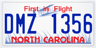 NC license plate DMZ1356