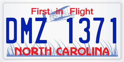 NC license plate DMZ1371