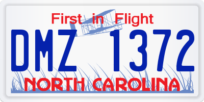 NC license plate DMZ1372