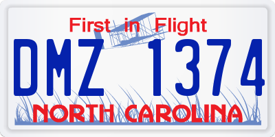 NC license plate DMZ1374