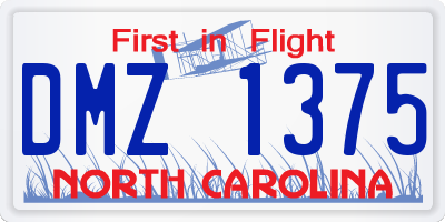NC license plate DMZ1375