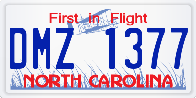 NC license plate DMZ1377