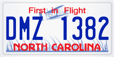 NC license plate DMZ1382