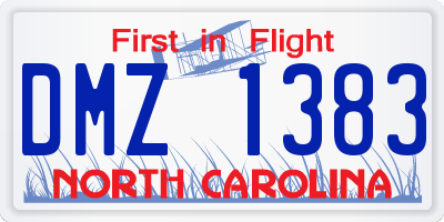 NC license plate DMZ1383