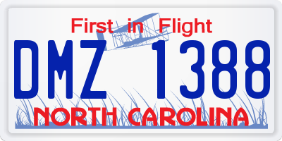 NC license plate DMZ1388