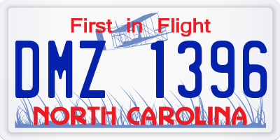 NC license plate DMZ1396