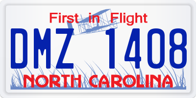 NC license plate DMZ1408