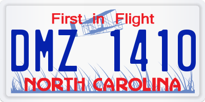 NC license plate DMZ1410
