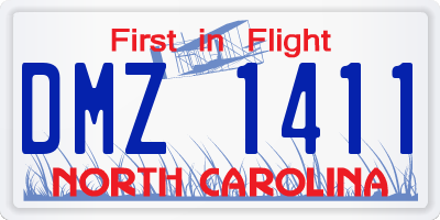 NC license plate DMZ1411