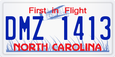 NC license plate DMZ1413