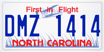 NC license plate DMZ1414