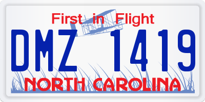 NC license plate DMZ1419