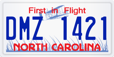 NC license plate DMZ1421