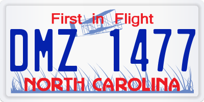 NC license plate DMZ1477