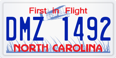 NC license plate DMZ1492