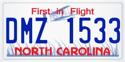 NC license plate DMZ1533