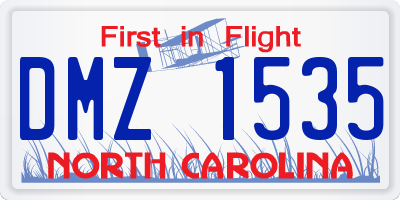 NC license plate DMZ1535