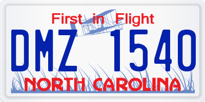 NC license plate DMZ1540