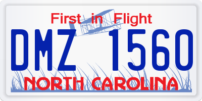 NC license plate DMZ1560