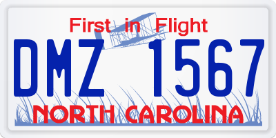 NC license plate DMZ1567