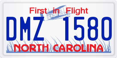 NC license plate DMZ1580