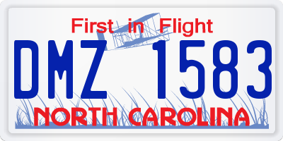 NC license plate DMZ1583